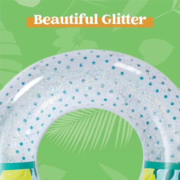 Inflatable Pool Floats with Glitters 325quot3 Pack Pool Floaties Tubes for Swimming Pool Kids Adults Beach Outdoor Party SuppliesTropical