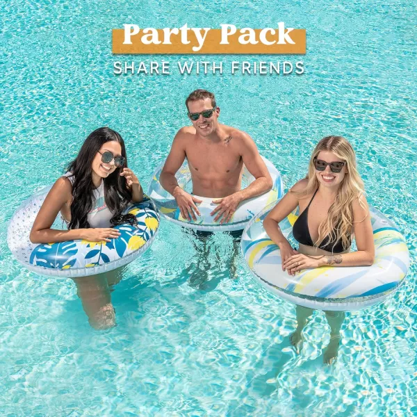 Inflatable Pool Floats with Glitters 325quot3 Pack Pool Floaties Tubes for Swimming Pool Kids Adults Beach Outdoor Party SuppliesTropical