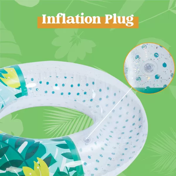 Inflatable Pool Floats with Glitters 325quot3 Pack Pool Floaties Tubes for Swimming Pool Kids Adults Beach Outdoor Party SuppliesTropical