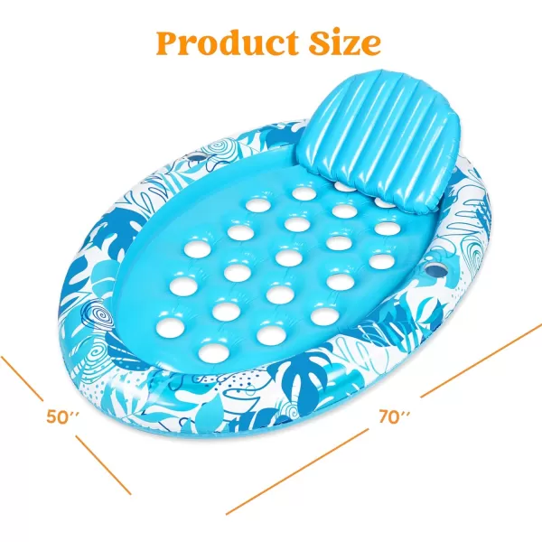 Inflatable Tanning Pool Floats Adult  Sloosh Oval Tanning Float Lounger for Adults Raft Sunbathing Lounge Cool Water Party Toys Lake Beach Swimming Pool Sun Tan Tube with Backrest Cup Holders BlueBlue