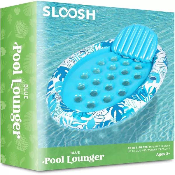 Inflatable Tanning Pool Floats Adult  Sloosh Oval Tanning Float Lounger for Adults Raft Sunbathing Lounge Cool Water Party Toys Lake Beach Swimming Pool Sun Tan Tube with Backrest Cup Holders BlueBlue