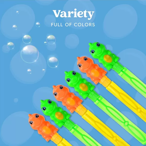 JOYIN 12 Pack 11 Bubble Wands Dinosaur with Rattles for Kids Summer Bubble Dinosaur Party Favors Supplies Outdoors Activity Birthday Easter Bubble Blower Toy