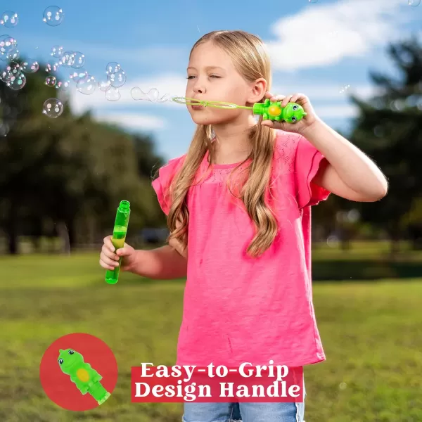 JOYIN 12 Pack 11 Bubble Wands Dinosaur with Rattles for Kids Summer Bubble Dinosaur Party Favors Supplies Outdoors Activity Birthday Easter Bubble Blower Toy