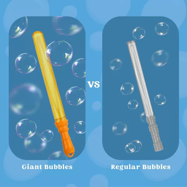 JOYIN 12 Packs 17 Giant Bubble Wands for Kids Toddlers Bubble Wand Bulk with 12 PCS Concentrated Bubble Solution for Summer Party Favors Outdoors Toys Easter Basket Stuffers Birthday Gift