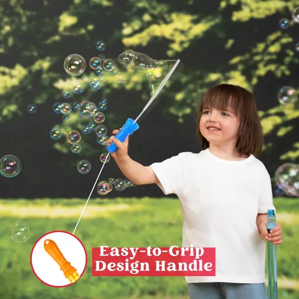 JOYIN 12 Packs 17 Giant Bubble Wands for Kids Toddlers Bubble Wand Bulk with 12 PCS Concentrated Bubble Solution for Summer Party Favors Outdoors Toys Easter Basket Stuffers Birthday Gift