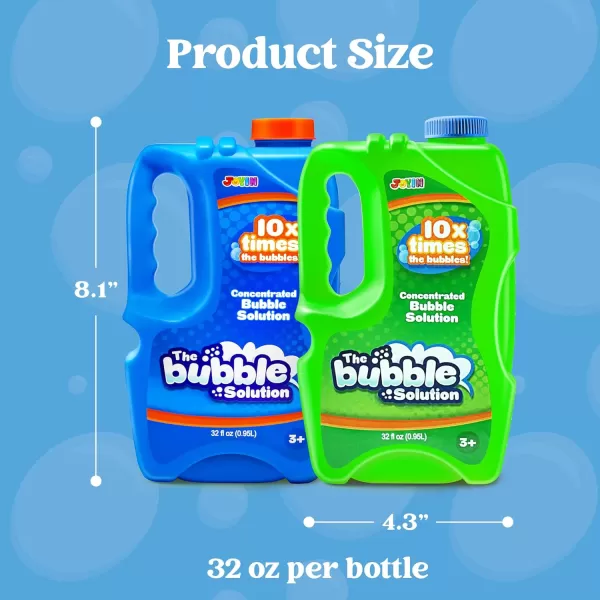 JOYIN 2 Bottles Bubbles Refill Solutions 64oz up to 5 Gallon Big Bubble Solution 64 OZ Concentrated Bubble Solution for Bubble Machine Gun Wand Refill Fluid Summer Easter Toys RedPurpleBluegreen