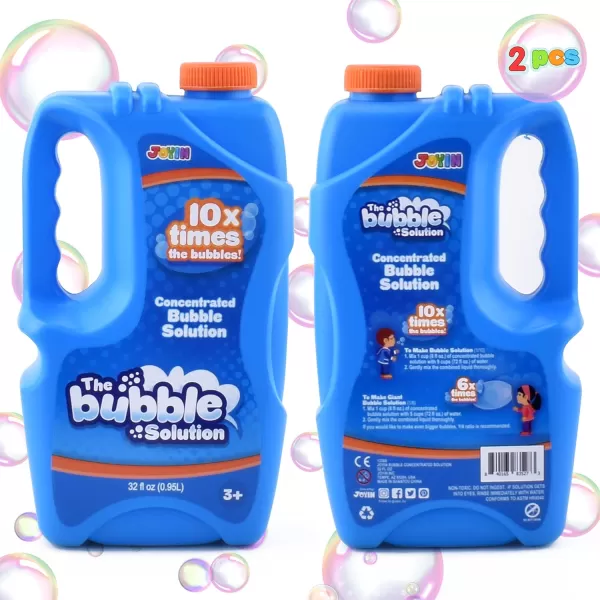 JOYIN 2 Bottles Bubbles Refill Solutions 64oz up to 5 Gallon Big Bubble Solution 64 OZ Concentrated Bubble Solution for Bubble Machine Gun Wand Refill Fluid Summer Easter Toys RedPurpleBlue