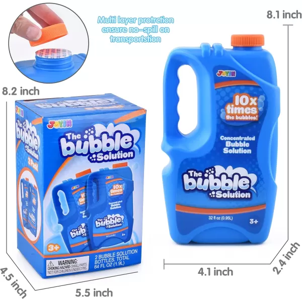 JOYIN 2 Bottles Bubbles Refill Solutions 64oz up to 5 Gallon Big Bubble Solution 64 OZ Concentrated Bubble Solution for Bubble Machine Gun Wand Refill Fluid Summer Easter Toys RedPurpleBlue