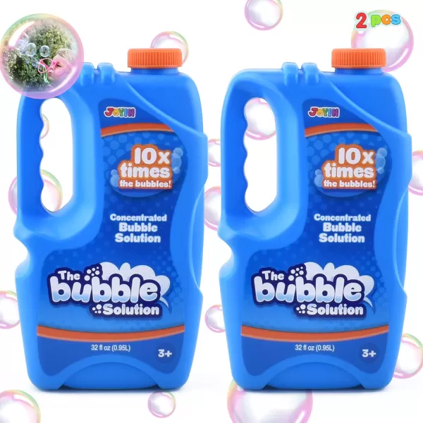 JOYIN 2 Bottles Bubbles Refill Solutions 64oz up to 5 Gallon Big Bubble Solution 64 OZ Concentrated Bubble Solution for Bubble Machine Gun Wand Refill Fluid Summer Easter Toys RedPurpleBlue