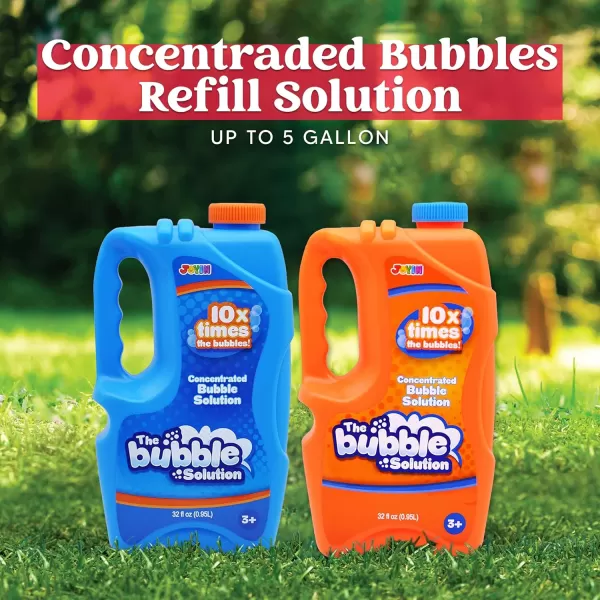 JOYIN 2 Bottles Bubbles Refill Solutions 64oz up to 5 Gallon Big Bubble Solution 64 OZ Concentrated Bubble Solution for Bubble Machine Gun Wand Refill Fluid Summer Easter Toys RedPurpleOrangeblue