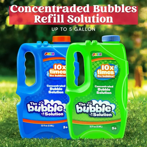 JOYIN 2 Bottles Bubbles Refill Solutions 64oz up to 5 Gallon Big Bubble Solution 64 OZ Concentrated Bubble Solution for Bubble Machine Gun Wand Refill Fluid Summer Easter Toys RedPurpleBluegreen
