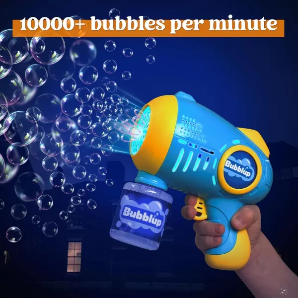 JOYIN 2 Packs Light Up Bubble Guns with 4 Bottles Bubble Refill Solution 10 Holes Automatic Bubble Gun Machine for Kids Adults Summer Toys Party Favors Easter Basket Stuffers Birthday GiftGreen Yellow  Blue Yellow