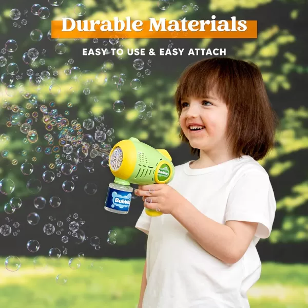 JOYIN 2 Packs Light Up Bubble Guns with 4 Bottles Bubble Refill Solution 10 Holes Automatic Bubble Gun Machine for Kids Adults Summer Toys Party Favors Easter Basket Stuffers Birthday GiftGreen Yellow  Blue Yellow