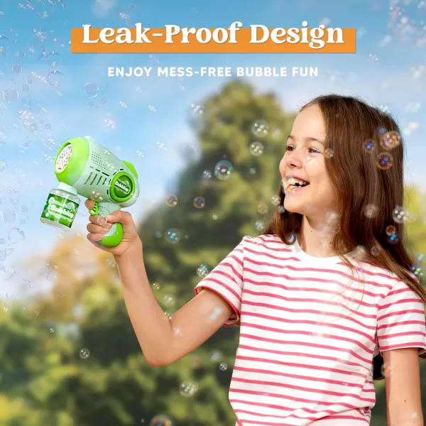 JOYIN 2 Packs Light Up Bubble Guns with 4 Bottles Bubble Refill Solution 10 Holes Automatic Bubble Gun Machine for Kids Adults Summer Toys Party Favors Easter Basket Stuffers Birthday GiftGreen  Blue