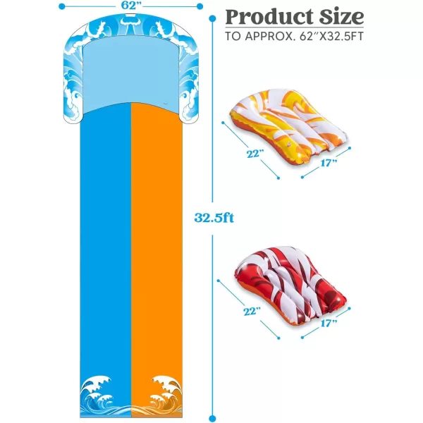 JOYIN 225ft Water Slides and 2 Bodyboards Lawn Water Slide Summer Slip Waterslides Water Toy with Build in Sprinkler for Backyard Outdoor Water Fun for Kids325FT Double Lane