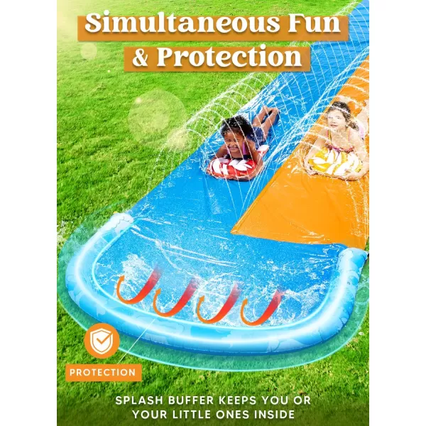 JOYIN 225ft Water Slides and 2 Bodyboards Lawn Water Slide Summer Slip Waterslides Water Toy with Build in Sprinkler for Backyard Outdoor Water Fun for Kids325FT Double Lane