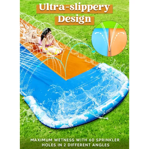JOYIN 225ft Water Slides and 2 Bodyboards Lawn Water Slide Summer Slip Waterslides Water Toy with Build in Sprinkler for Backyard Outdoor Water Fun for Kids325FT Double Lane