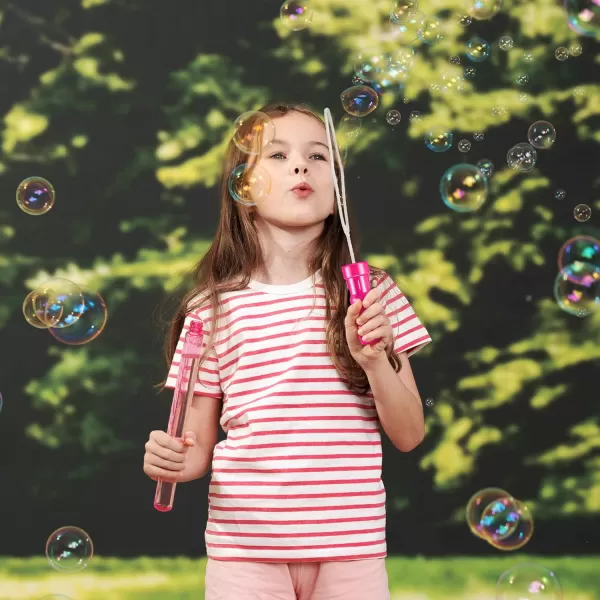 JOYIN 24 Pack 10 mid Bubble Wands Assortment 6 Colors Bubble Wands 3 OZ Party Favors Kids Summer Toys Outdoor Play Toys Games Christmas Birthday Party