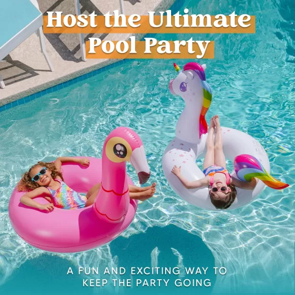 JOYIN 2Pack Flamingo Unicorn Pool Float  Fun Beach Floaties Inflatable Swimming Pool Tubes Party Toys Lake Beach Floaty Swim Rings Summer Pool Raft Lounger for Adults ampamp Kids