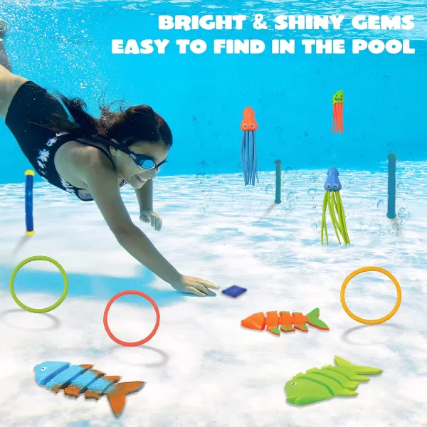 JOYIN 30 Pcs Diving Pool Toys for Kids Ages 312 Jumbo Set with Storage Bag Pool Games Summer Swim Water FishToys