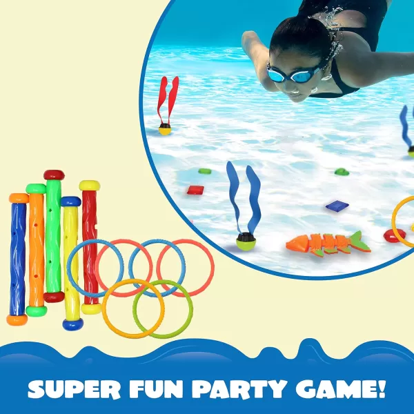 JOYIN 30 Pcs Diving Pool Toys for Kids Ages 312 Jumbo Set with Storage Bag Pool Games Summer Swim Water FishToys