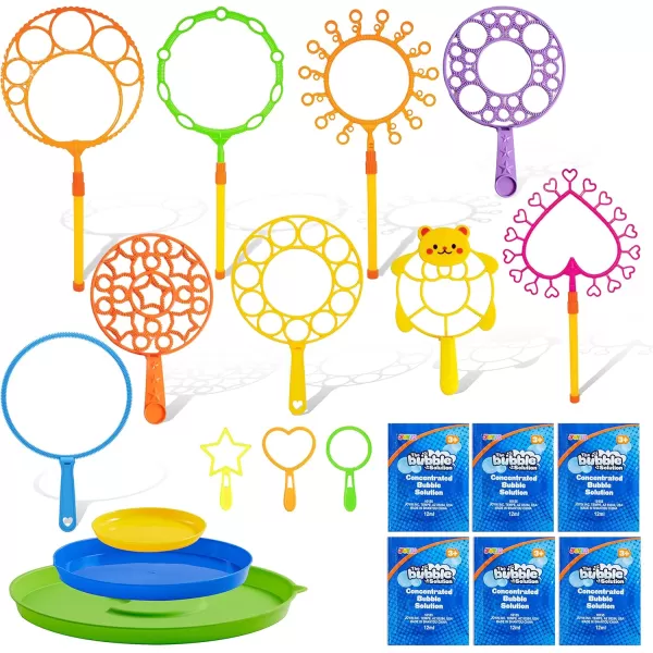 JOYIN Big Bubble Wands Set Bulk for Kids Summer Outdoor Activity Party Favors 18 Pcs Giant Bubble Maker with Tray 12quot Large 6 Pcs Bubble Solution Suitable for All Age PeopleLuxury
