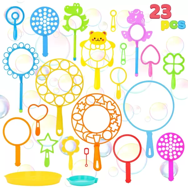 JOYIN Big Bubble Wands Set Bulk for Kids Summer Outdoor Activity Party Favors 18 Pcs Giant Bubble Maker with Tray 12quot Large 6 Pcs Bubble Solution Suitable for All Age PeopleClassic