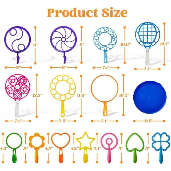 JOYIN Big Bubble Wands Set Bulk for Kids Summer Outdoor Activity Party Favors 18 Pcs Giant Bubble Maker with Tray 12quot Large 6 Pcs Bubble Solution Suitable for All Age PeopleAssorted