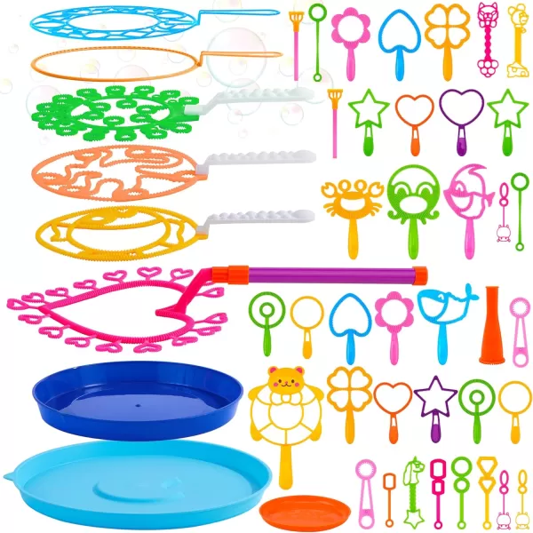 JOYIN Big Bubble Wands Set Bulk for Kids Summer Outdoor Activity Party Favors 18 Pcs Giant Bubble Maker with Tray 12quot Large 6 Pcs Bubble Solution Suitable for All Age PeopleVarious
