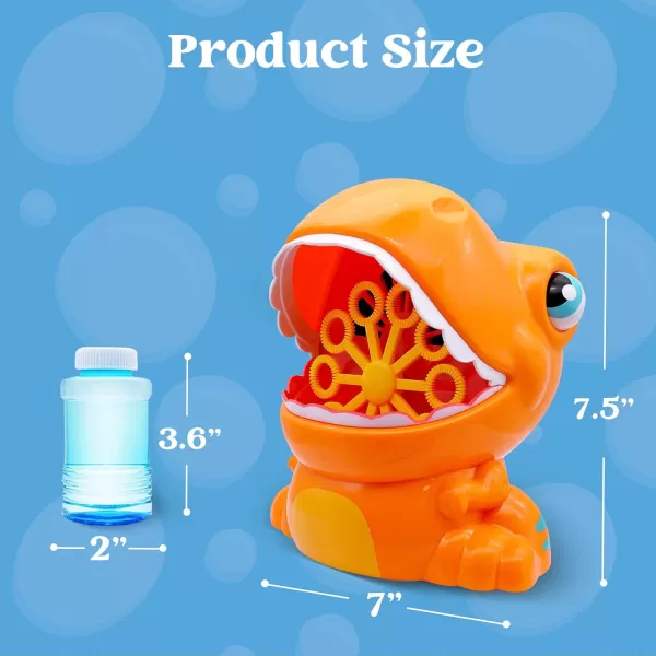 JOYIN Dinosaur Bubble Machine Bubble Machine Gun Blower with Bubble Solutions for Kids Summer Outdoor Indoor Toy Dinosaur Party Favor Kids Birthday Gift GreenOrange