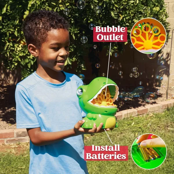 JOYIN Dinosaur Bubble Machine Bubble Machine Gun Blower with Bubble Solutions for Kids Summer Outdoor Indoor Toy Dinosaur Party Favor Kids Birthday Gift GreenGreen