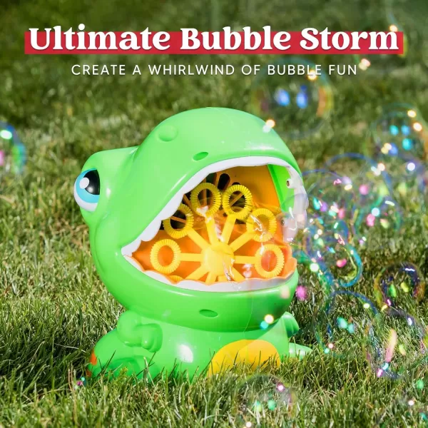 JOYIN Dinosaur Bubble Machine Bubble Machine Gun Blower with Bubble Solutions for Kids Summer Outdoor Indoor Toy Dinosaur Party Favor Kids Birthday Gift GreenGreen