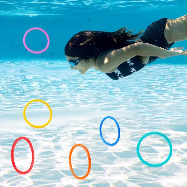 JOYIN Diving Sticks Pool Toys 8 Pcs Underwater Training Pool Dive Stick for Kids Colorful Swimming Toy Sinking Throwing Sticks for Kids Gifts Summer Swim Training Water Fun Pool GamesSticksDiving Circles