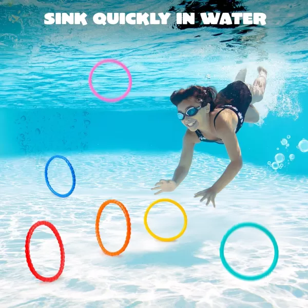 JOYIN Diving Sticks Pool Toys 8 Pcs Underwater Training Pool Dive Stick for Kids Colorful Swimming Toy Sinking Throwing Sticks for Kids Gifts Summer Swim Training Water Fun Pool GamesSticksDiving Circles