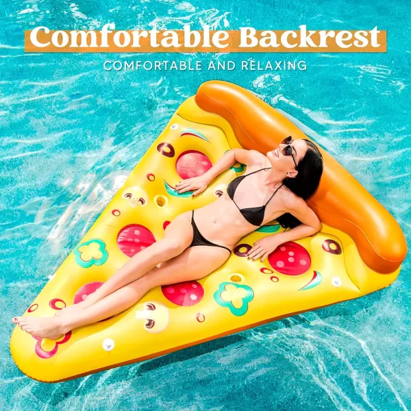 JOYIN Giant Inflatable Pizza Slice Pool Float Fun Pool Floaties Swim Party Toy Summer Pool Raft 1 Pack Extra Large with Cup Holders