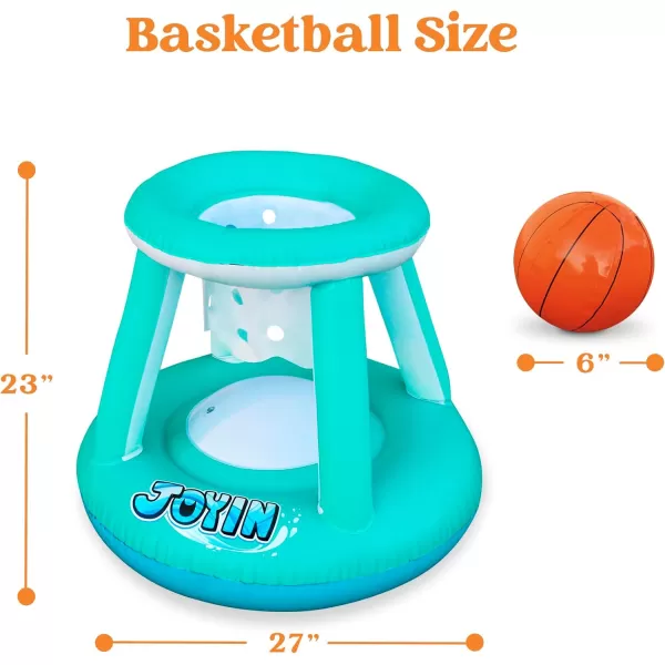 JOYIN Inflatable Pool Float Set Volleyball Net ampamp Basketball Hoops Floating Swimming Game Toy for Kids and Adults Summer Floaties Volleyball Court 105x28x35Basketball 27x23x27LBlueBlue