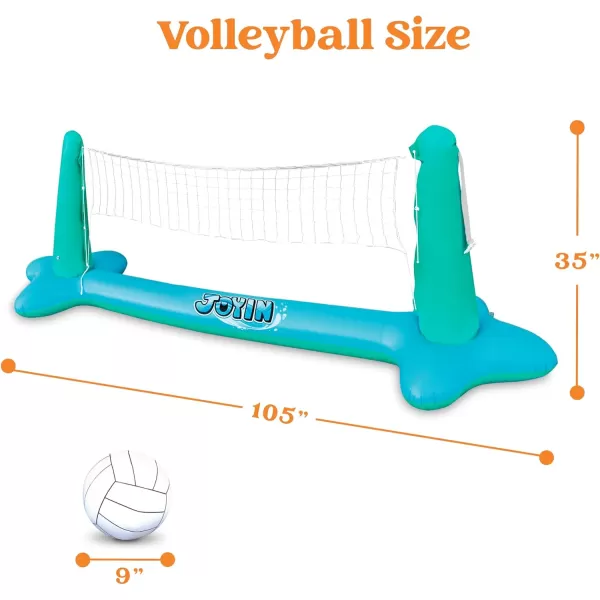 JOYIN Inflatable Pool Float Set Volleyball Net ampamp Basketball Hoops Floating Swimming Game Toy for Kids and Adults Summer Floaties Volleyball Court 105x28x35Basketball 27x23x27LBlueBlue