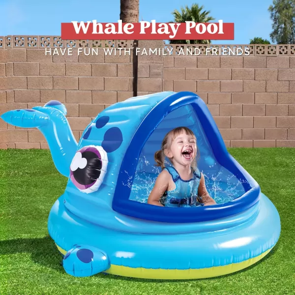 JOYIN Inflatable Shade Kiddie PoolWhale Baby Pool Tent Infant Swimming Pool for Kids 54quot x 56quot x 28quotBlow Up Toddler Pool for Swim Party Toys Summer Water Beach Fun