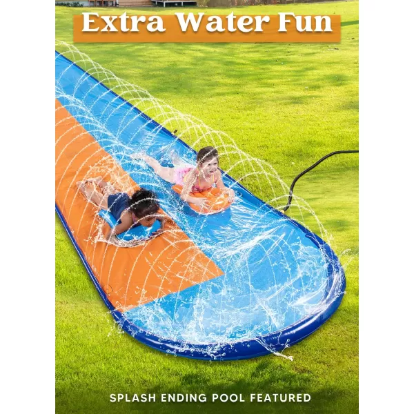 Sloosh 225ft Triple Water Slide and 3 Body Boards Backyard Lawn Water Slides with Outdoor Slip Sprinkler for Kids Adults Summer Water Fun Toy225FT Double Lanes