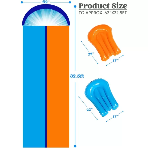 Sloosh 225ft Triple Water Slide and 3 Body Boards Backyard Lawn Water Slides with Outdoor Slip Sprinkler for Kids Adults Summer Water Fun Toy325FT Double Lane