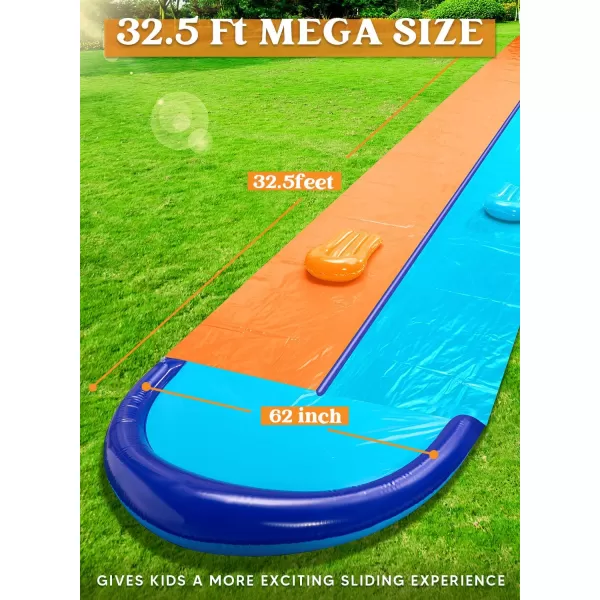 Sloosh 225ft Triple Water Slide and 3 Body Boards Backyard Lawn Water Slides with Outdoor Slip Sprinkler for Kids Adults Summer Water Fun Toy325FT Double Lane