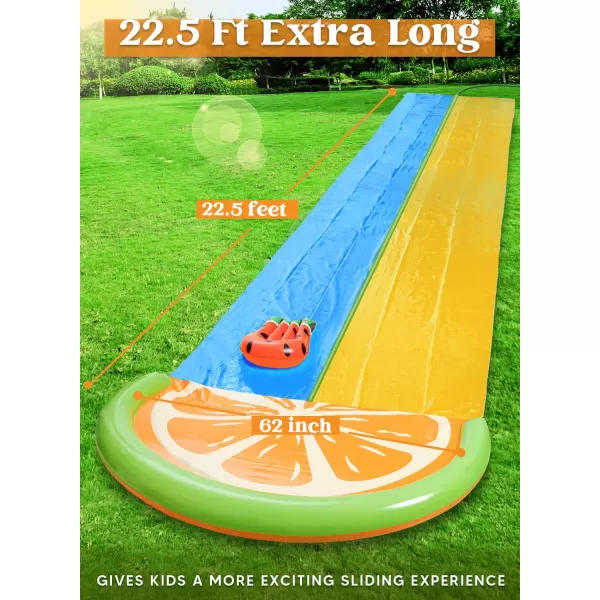 Sloosh 225ft Water Slides with 2 Inflatable Boards Backyard Outdoor Lawn Slip Waterslide 2 Sliding Racing Lanes with Sprinklers Summer Toy SharkOrange