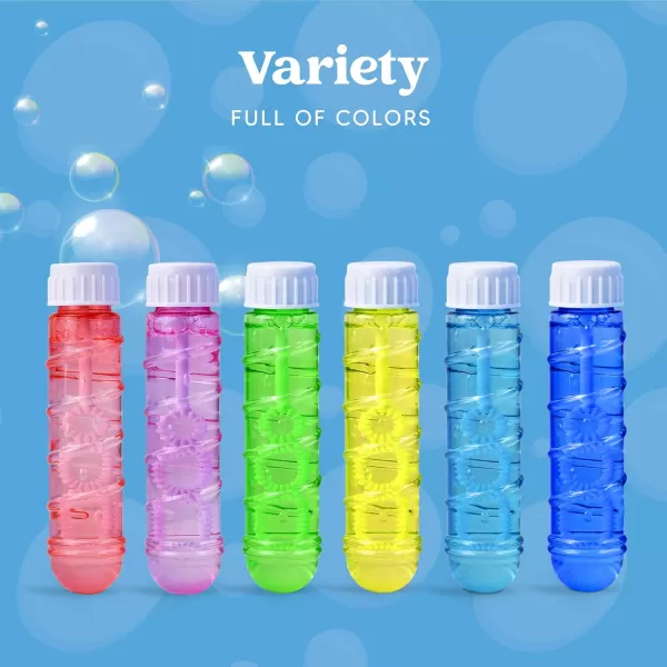 Sloosh 24 Pack 2oz Bubble Liquid Clear Bottle with Wand Set for Kids Bubble Toys Summer Bubble Fun Activity Easter and Assortment Party FavorsWhorl