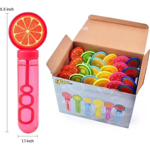 Sloosh 24 Pack Fruits Mini Bubble Wands 2 oz for Kids Bubble Toys Summer Bubble Fun Activity Easter Themed Birthday Wedding Assortment Party Favors Gift