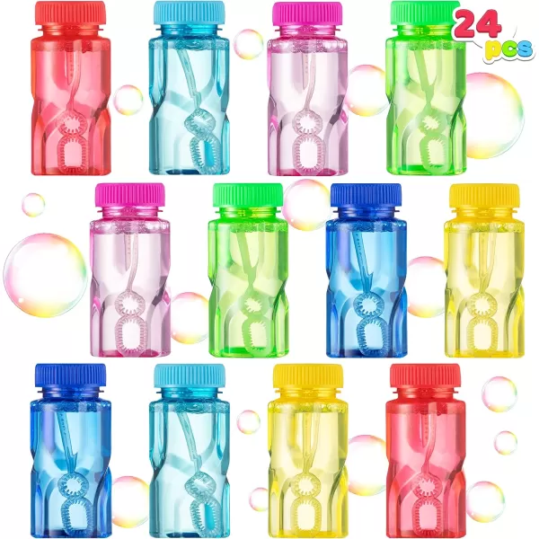 Sloosh 24 Pack Twisted Bubble Bottle with 2 oz Bubble Solution Set6 Color for Kids Bubble Toys Summer Bubble Fun Activity Easter and Assortment Party FavorsTwisted