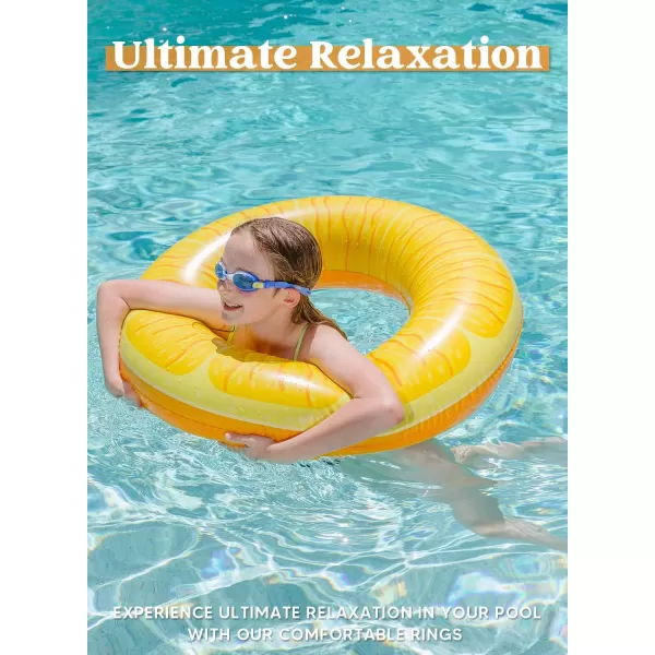 Sloosh 4 Pack Inflatable Pool Floats Fruit Tube Rings Fruit Pool Tubes Pool Floaties Toys Beach Swimming Party Toys for Kids and Adults