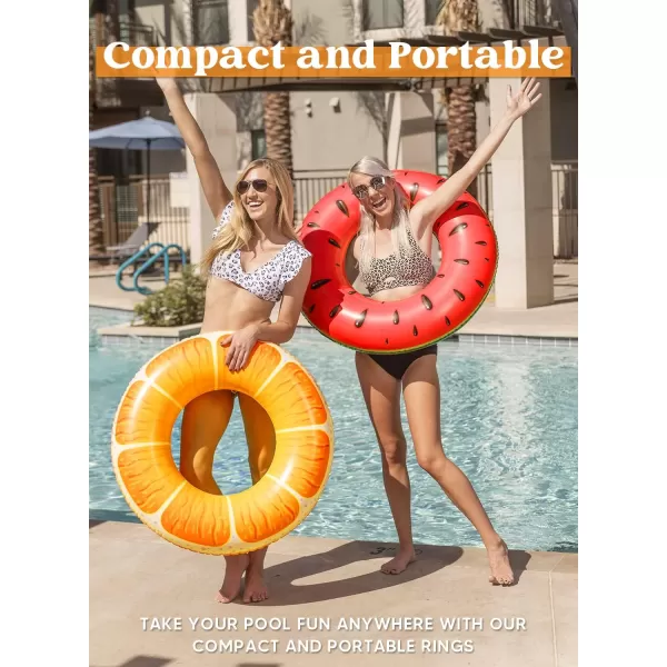 Sloosh 4 Pack Inflatable Pool Floats Fruit Tube Rings Fruit Pool Tubes Pool Floaties Toys Beach Swimming Party Toys for Kids and Adults