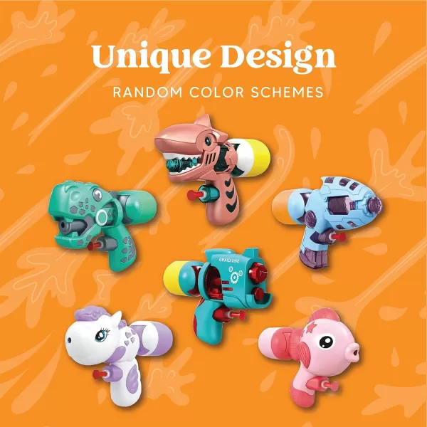 Sloosh 6 Pack Animal Water Gun for Kids Water Blaster Squirt Guns and Pump Super Water Soakers for Kids Summer Swimming Pool Beach Outdoor Water Activity Fighting Play Toys Random Color