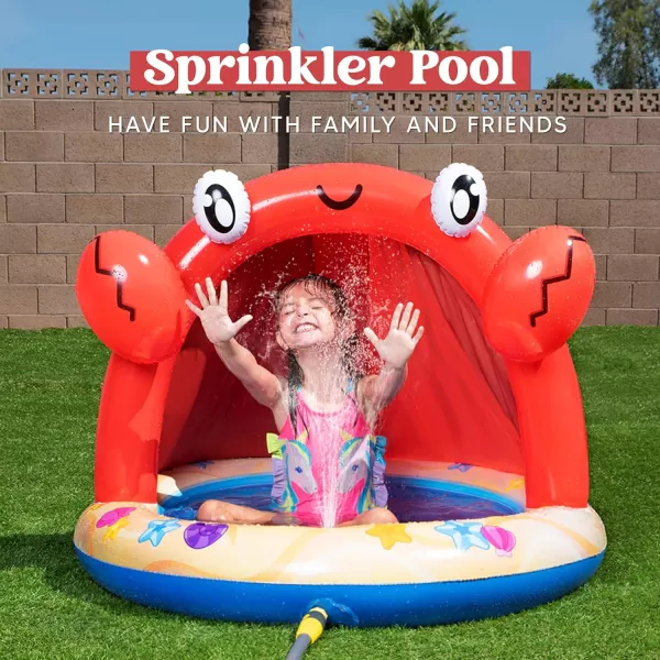 Sloosh Baby Pool Toddler Sprinkler Crab Splash Pool with Canopy Baby Wading Pool Inflatable Sprinkler for Learning Childrens Water Pool Toys Inflatable Kiddie Pool for Outdoor Summer Water