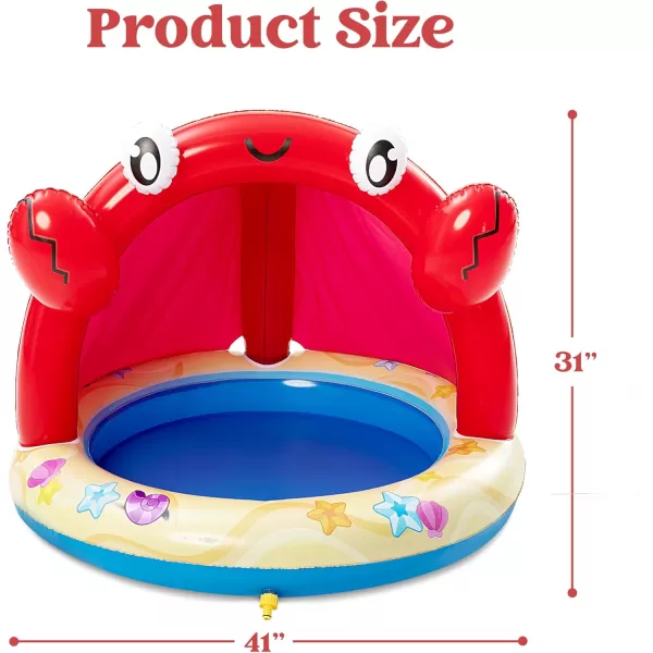 Sloosh Baby Pool Toddler Sprinkler Crab Splash Pool with Canopy Baby Wading Pool Inflatable Sprinkler for Learning Childrens Water Pool Toys Inflatable Kiddie Pool for Outdoor Summer Water